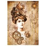 Stamperia Papier de Riz Steampunk Woman With Hat