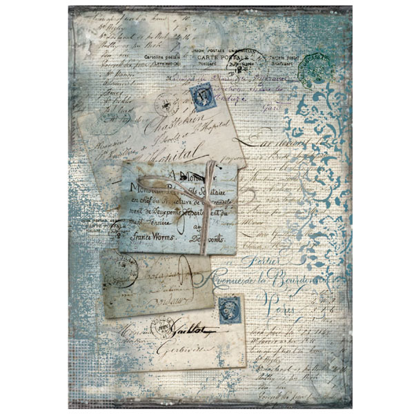 Stamperia Papier de Riz Blue PostcardsWith Lace