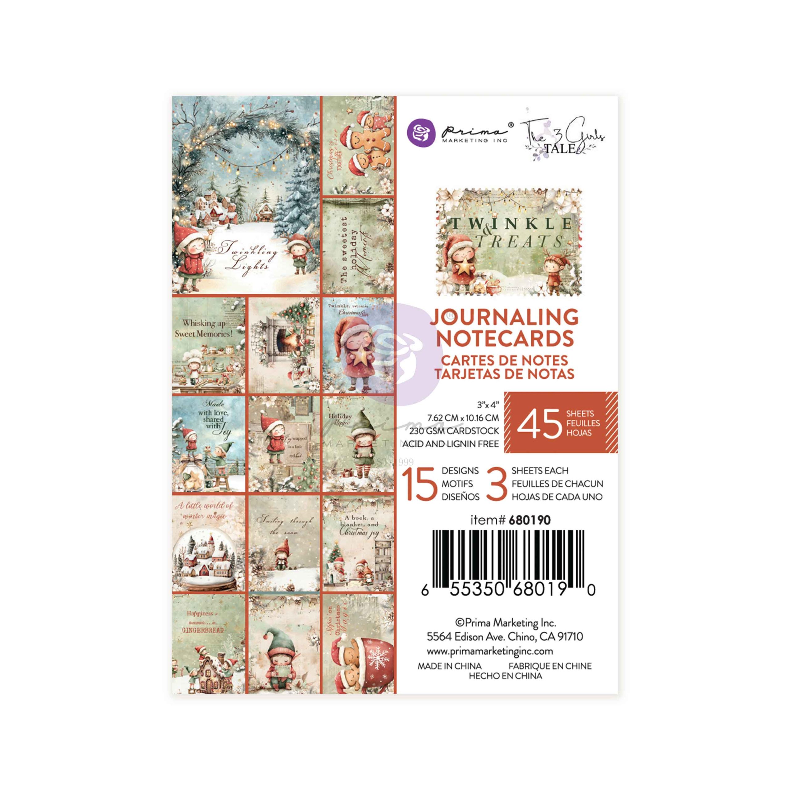 Prima Marketing Twinkle & Treats Journaling Notecards 3x4