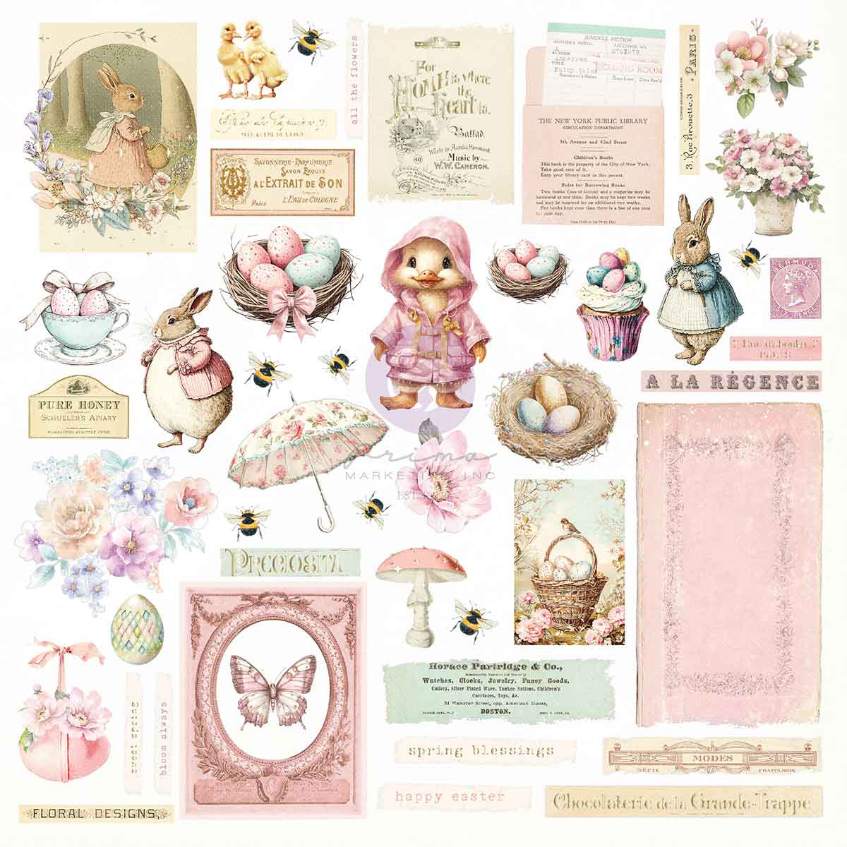 Prima Marketing Sweet Spring Ephemera Sunshine And Bunnies